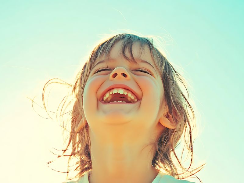 A smiling child outdoors